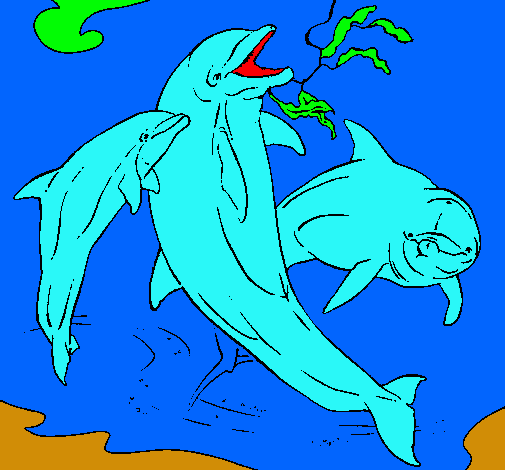 Dibujo Delfines jugando pintado por alvaroso
