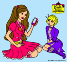 Dibujo Barbie con el teléfono móvil pintado por lili3421