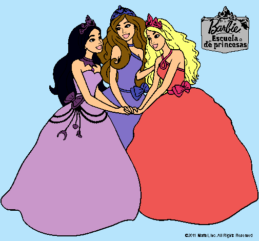 Dibujo Barbie y sus amigas princesas pintado por StarClaudia