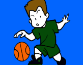 Dibujo Niño botando la pelota pintado por basketbal
