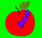 Dibujo Manzana con gusano pintado por chispitaloco
