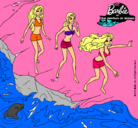 Dibujo Barbie y sus amigas en la playa pintado por ludwica
