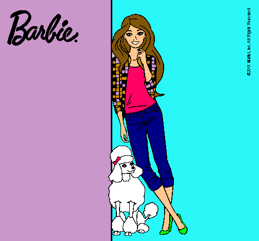 Dibujo Barbie con cazadora de cuadros pintado por lili3421