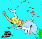 Dibujo Barbie y delfín pintado por StarClaudia