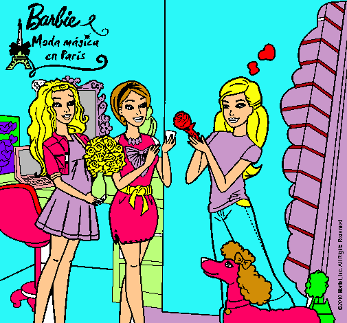 Dibujo Barbie de compras con sus amigas pintado por chelita111097
