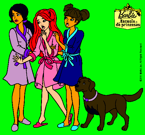 Dibujo Barbie y sus amigas en bata pintado por nathalia27