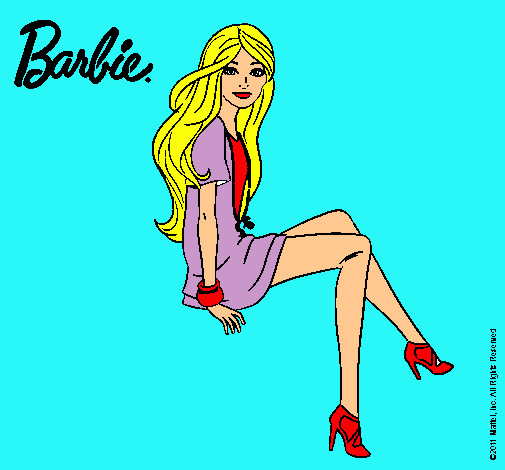 Dibujo Barbie sentada pintado por chelita111097