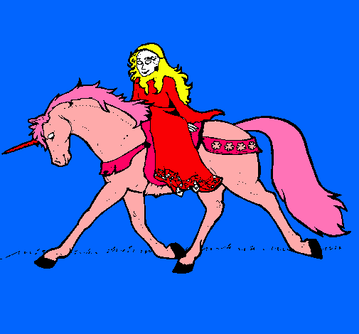Dibujo Princesa en unicornio pintado por aleja_99