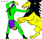 Dibujo Gladiador contra león pintado por razek45