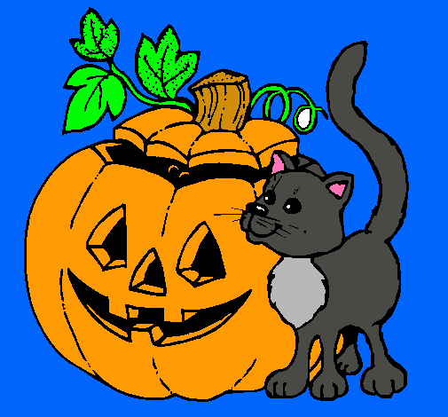 Calabaza y gato