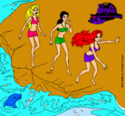 Dibujo Barbie y sus amigas en la playa pintado por Miilaagroo