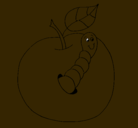 Dibujo Manzana con gusano pintado por ABIL
