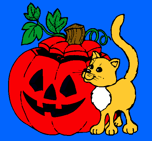 Calabaza y gato