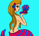 Dibujo Sirena y perla pintado por honami