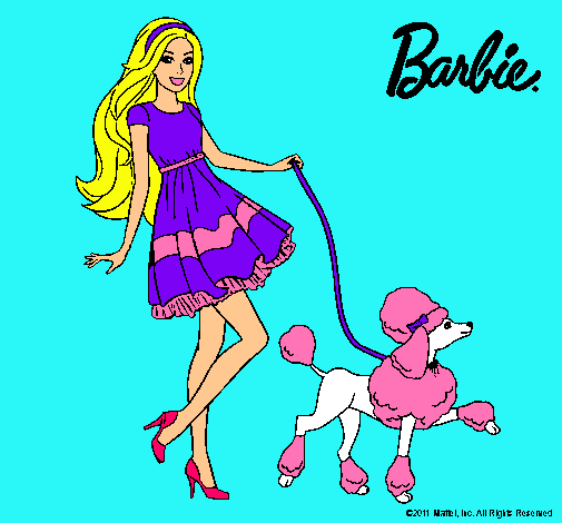 Dibujo Barbie paseando a su mascota pintado por MarianaL