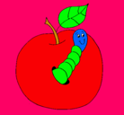 Dibujo Manzana con gusano pintado por Carina444