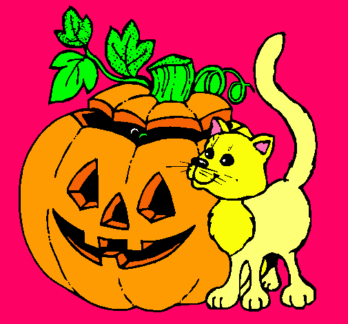 Calabaza y gato