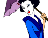 Dibujo Geisha con paraguas pintado por adry134