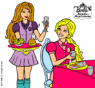 Dibujo Barbie en la hamburguesería pintado por chelita111097