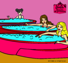 Dibujo Barbie y sus amigas en el jacuzzi pintado por amorsito