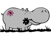 Dibujo Hipopótamo con flores pintado por jacobin2011