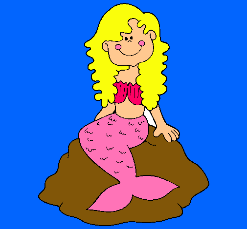Dibujo Sirena sentada en una roca pintado por princesita_9