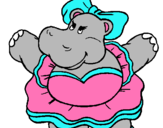 Dibujo Hipopótama con lazo pintado por cami30