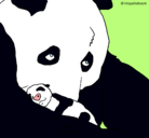 Dibujo Oso panda con su cria pintado por cucuto