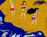 Dibujo Barbie y sus amigas en la playa pintado por Amadix
