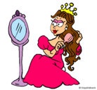 Dibujo Princesa y espejo pintado por presumida