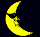 Dibujo Luna con gafas de sol pintado por RAUL99