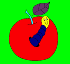 Dibujo Manzana con gusano pintado por maferista