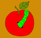 Dibujo Manzana con gusano pintado por 4742