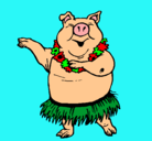 Dibujo Cerdo hawaiano pintado por gonfran