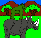 Dibujo Rinoceronte y mono pintado por joaco12