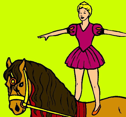 Dibujo Trapecista encima de caballo pintado por dominique1