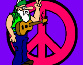 Dibujo Músico hippy pintado por johemy