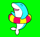 Dibujo Delfín con flotador pintado por hilia-andy