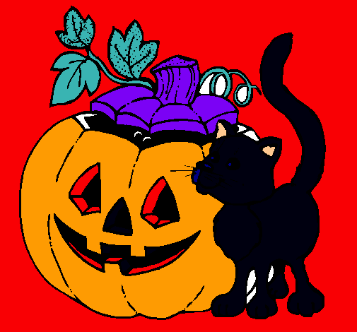 Calabaza y gato