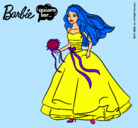 Dibujo Barbie vestida de novia pintado por chelsea