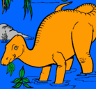 Dibujo Dinosaurio comiendo pintado por triix