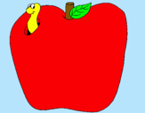 Dibujo Gusano en la fruta pintado por jouashau