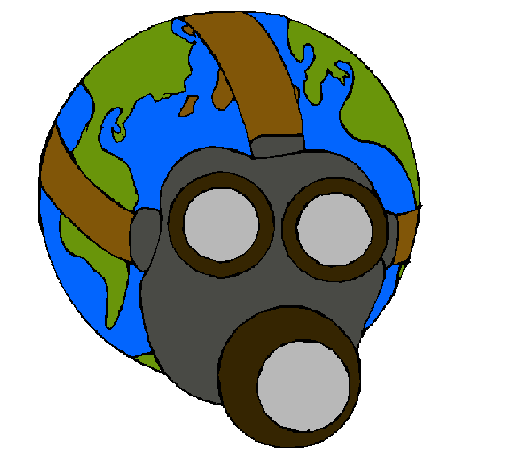 Dibujo Tierra con máscara de gas pintado por triix