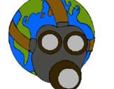 Dibujo Tierra con máscara de gas pintado por triix