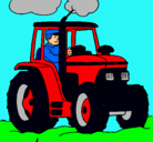 Dibujo Tractor en funcionamiento pintado por roble