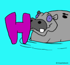 Dibujo Hipopótamo pintado por henargp2002