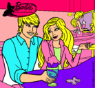 Dibujo Barbie y su amigo en la heladería pintado por cristi897