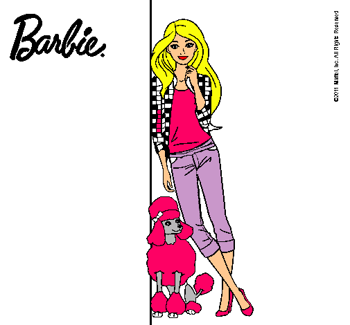 Dibujo Barbie con cazadora de cuadros pintado por chelita111097