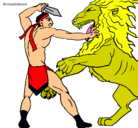 Dibujo Gladiador contra león pintado por jesus-macias