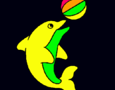 Dibujo Delfín jugando con una pelota pintado por luisitoti